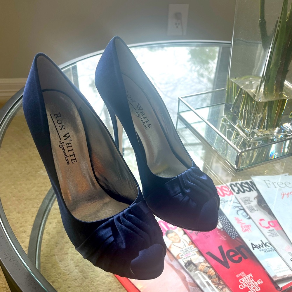 Ron White Sapphire Blue Satin Heels